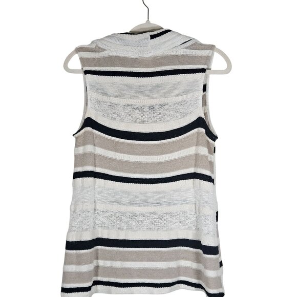 Dolan Women’s Striped Cowl Neck Sweater Top S – Coastal Academia Knit Neutral - Picture 3 of 9